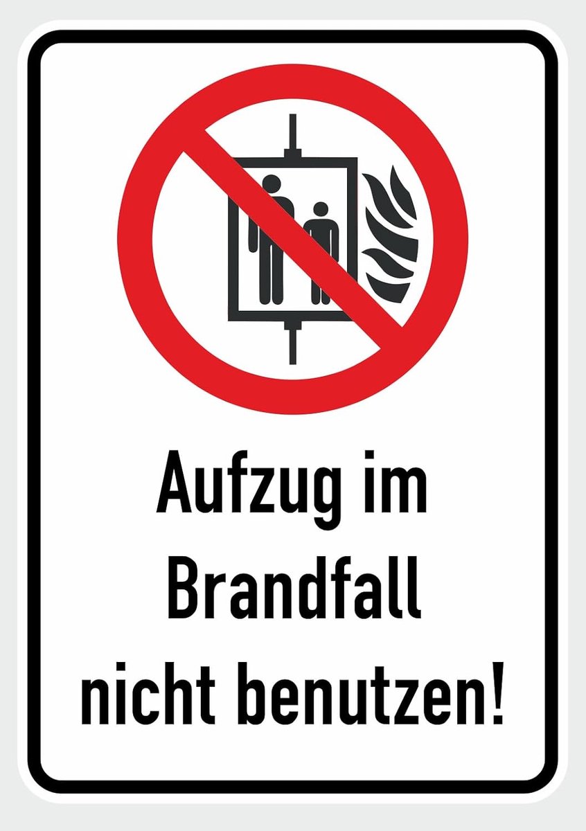 veiligheidssticker niet gebruiken lift bij brand - vinyl 16x23cm - weersbestendig - duidelijk signaal - ShopVlot