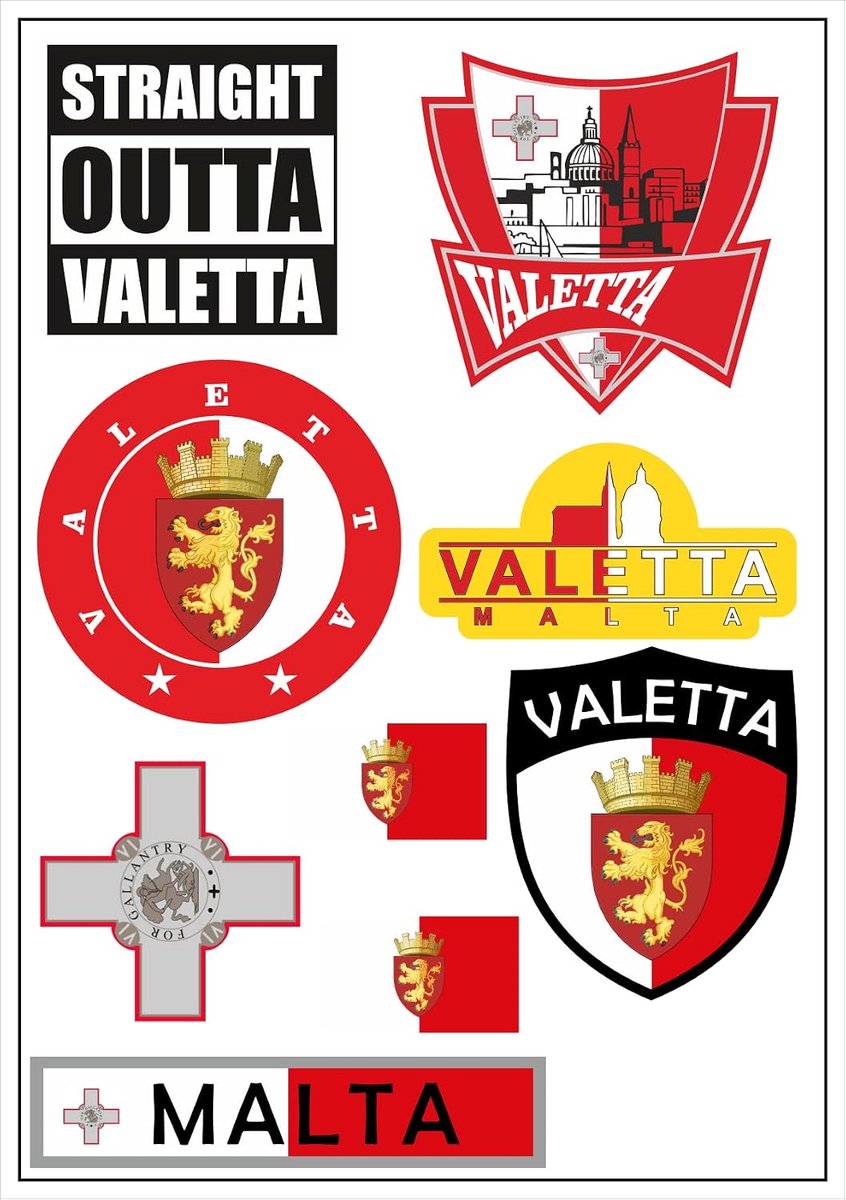 Valletta Malta stickers 9 stuks - vinyl - waterdicht - ideaal voor auto en motorfiets - ShopVlot