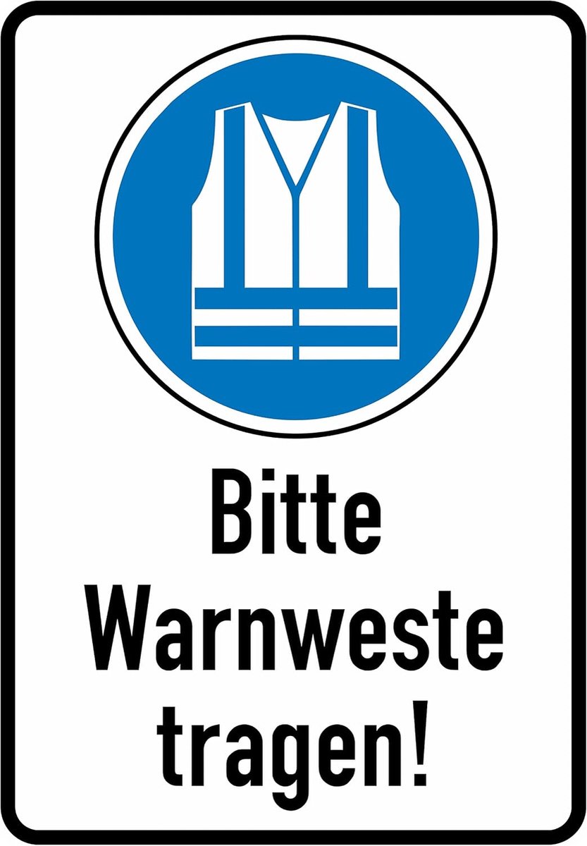 Veiligheidsvest dragen sticker 23x16 cm - zelfklevend - glanzende uv-opdruk - verhoog zichtbaarheid medewerkers - ShopVlot