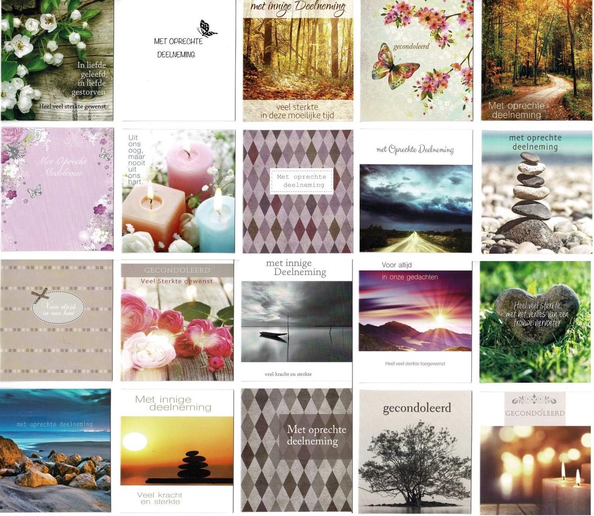 Condoleance Wenskaarten 20 Stuks - Vouwkaarten 12x11cm - Inclusief Enveloppen - Voor steun en troost - ShopVlot