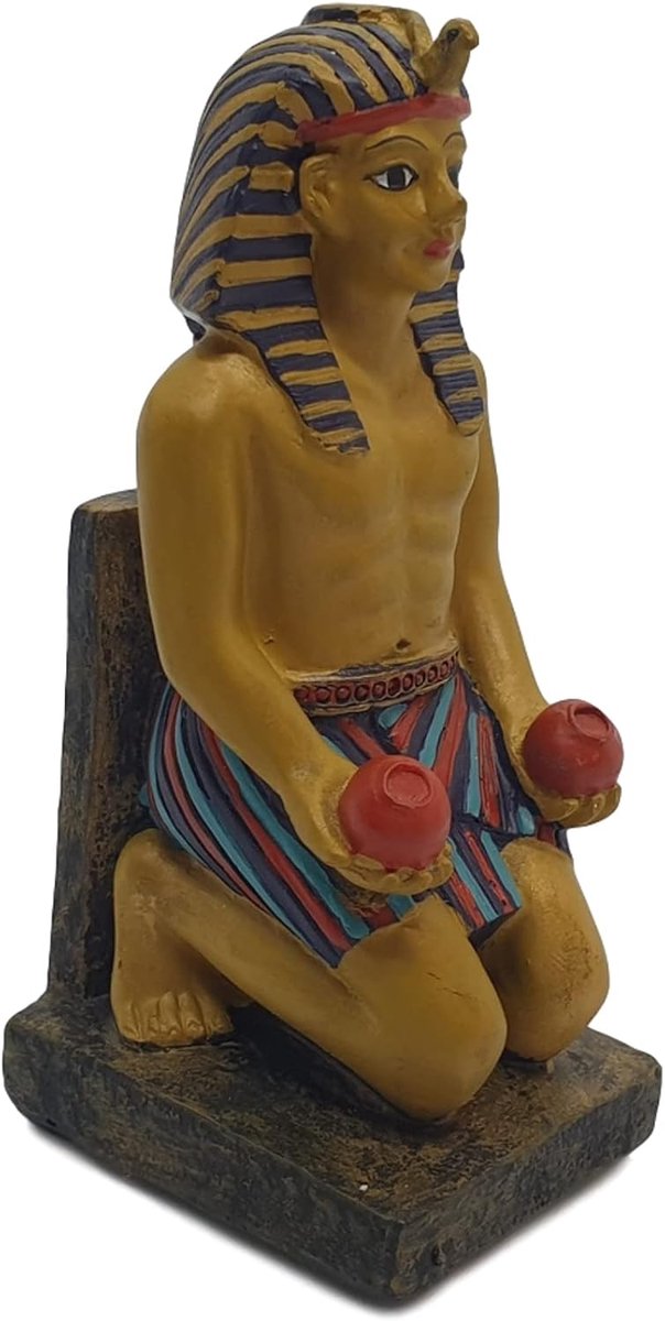 Egypte beeldjes decoratie 9 cm - knielend Farao beeld - polyresin materiaal - uniek cadeau - ShopVlot