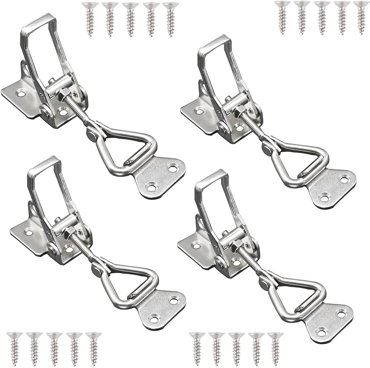 Turnlock set 4 stuks - roestvrij staal - flexibele vergrendeling - veilig afsluiten van kasten en koffers - ShopVlot