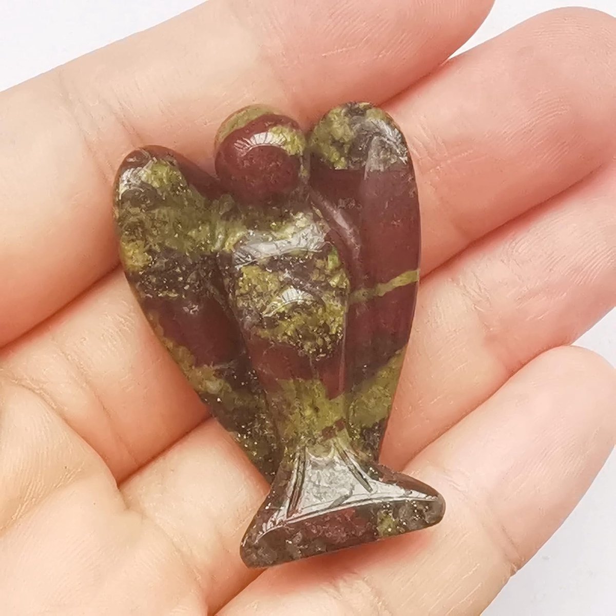 Engel figuur 38 mm - natuurlijke dragon bloodstone - healing crystal - beschermengel voor welzijn - ShopVlot
