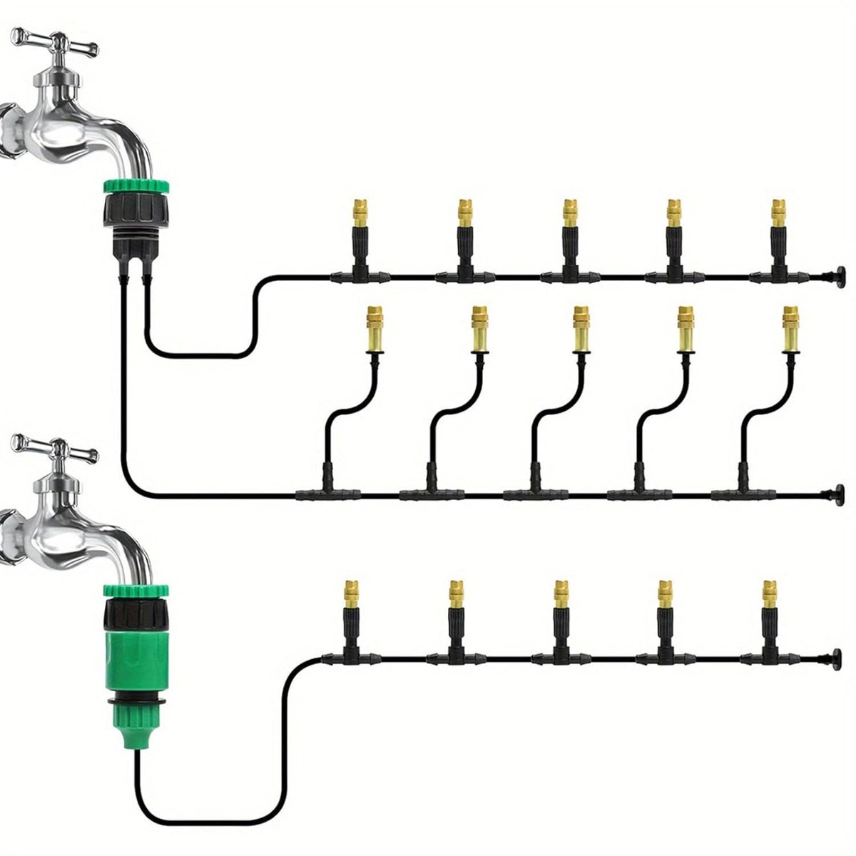 Irrigatiesysteem 30 m - 43 messing sproeiers - compleet met accessoires - ideaal voor tuin en kas - ShopVlot
