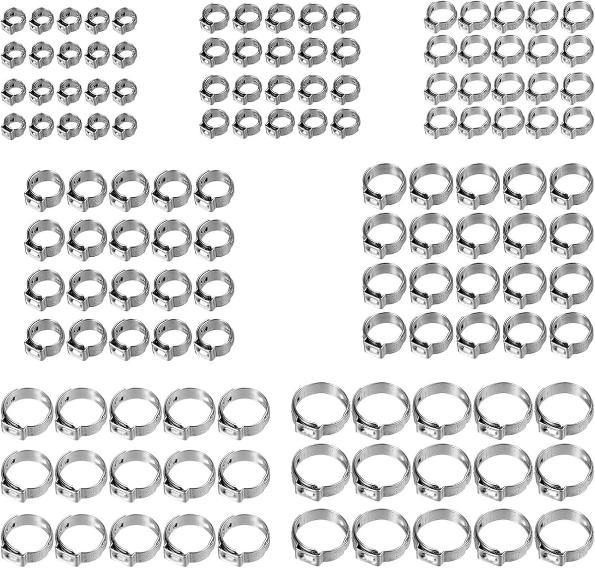 Slangklemmen 130 stuks - 6-21 mm - 304 roestvrij staal - ideaal voor pijpen - ShopVlot