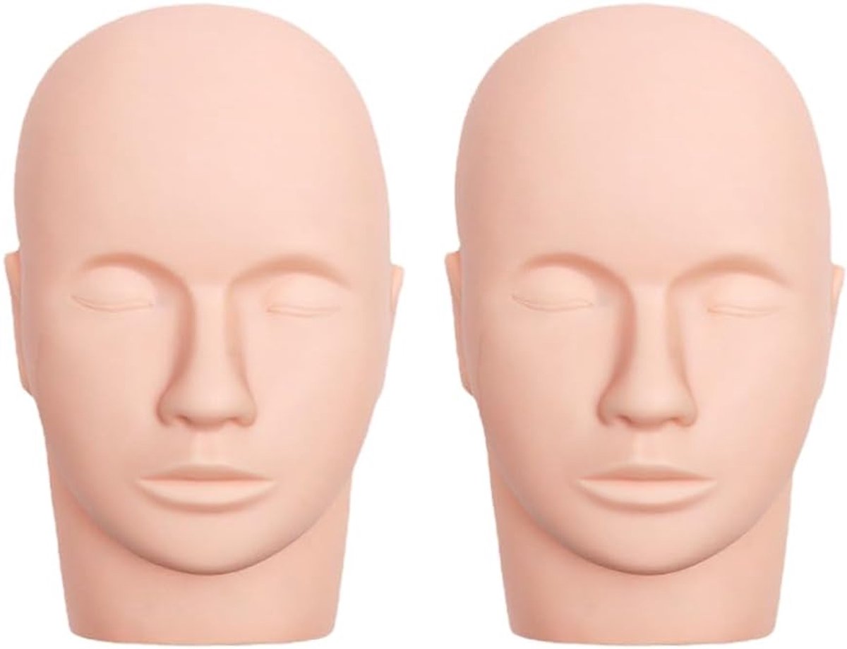 Mannequin hoofd voor wimpers - zachte silicone - ideaal voor make-up en gezichtsbehandelingen - 2 stuks - ShopVlot