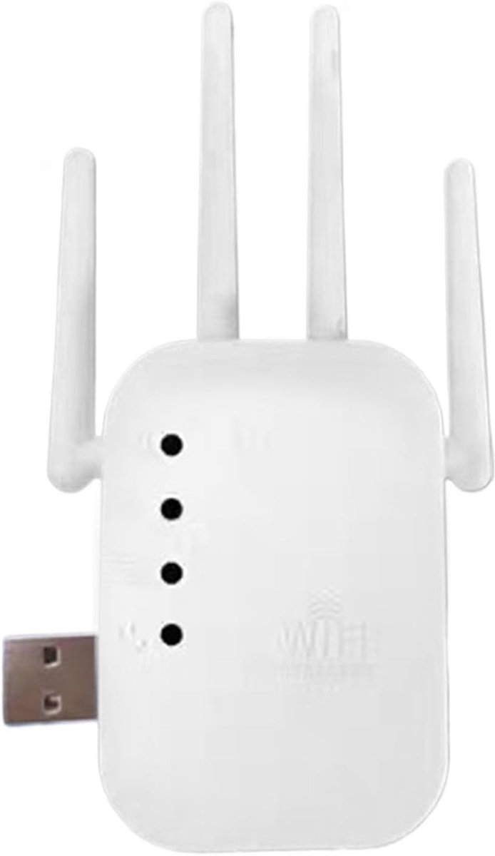 Internet Versterker - WiFi Repeater - Groot Bereik - Vier Antennes - Compact - Wit