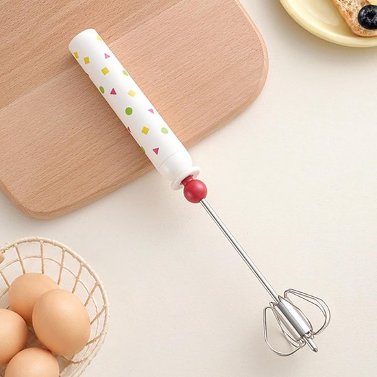 Handmixer - Eierklopper Opschuimer - Bakken en Koken - Semi-automatisch Drukmechanisme - 31 cm - Zilver — afbeelding 2