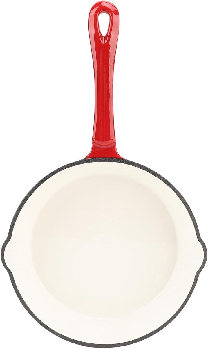 Geëmailleerde Koekenpan Gietijzeren Pan Thuis Koken Gelijkmatige Warmte 25 cm Zwart