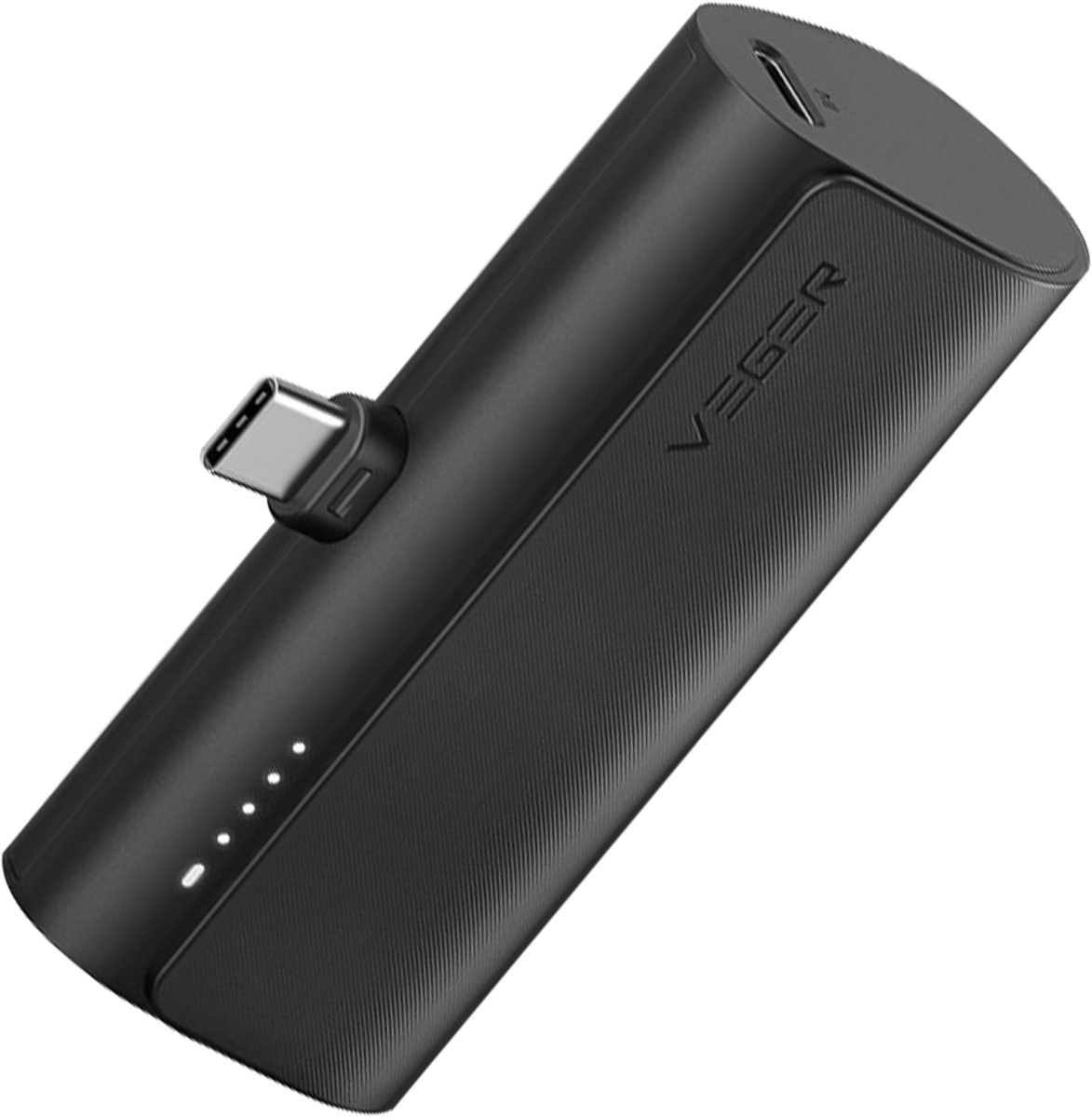 Veger, Mini externe oplader 5000mAh USB C Connector Power Delivery 20W, Zwart