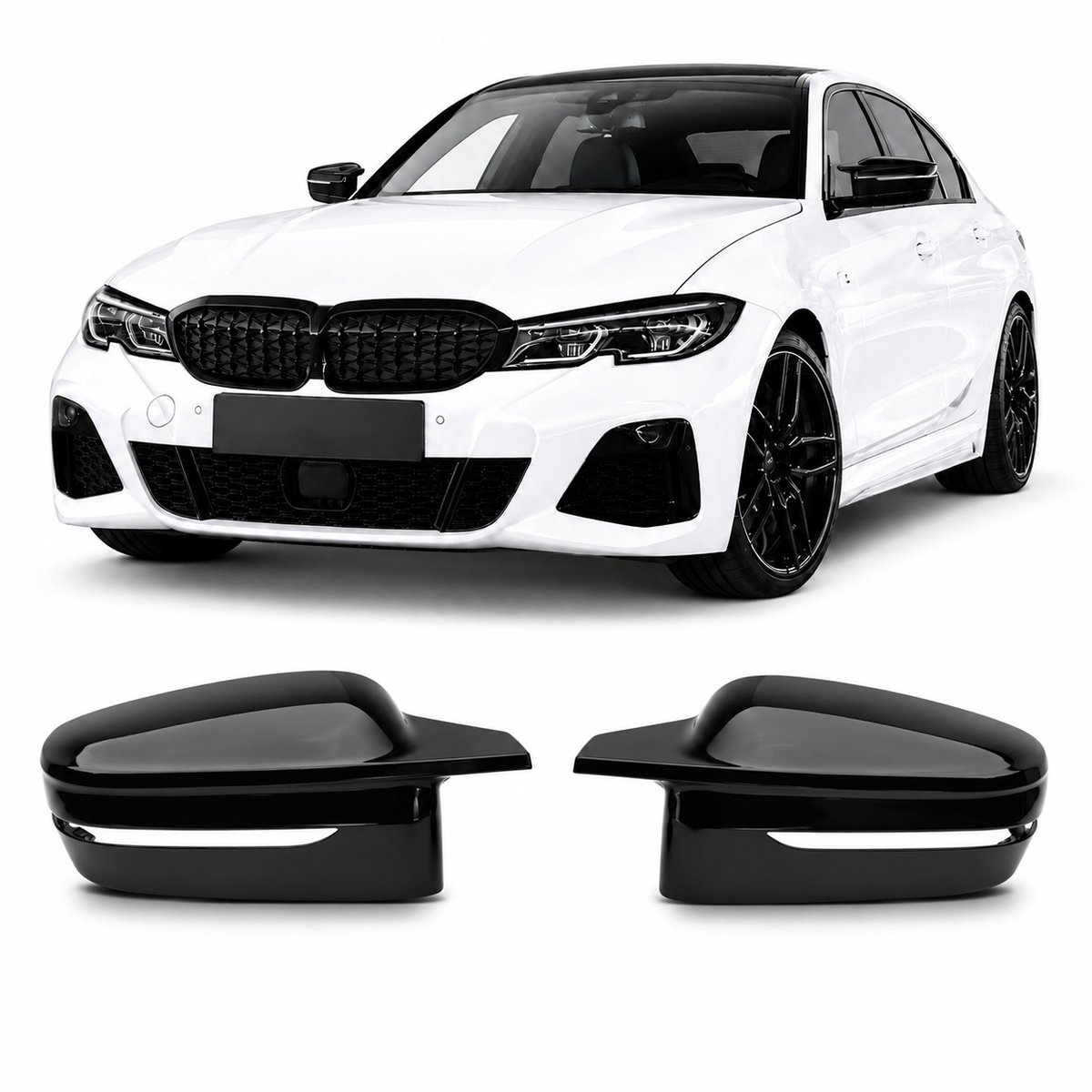 Spiegelkappen Geschikt voor BMW 3/4/5/6/7/8 Serie (G20 G21 G22 G30 G32) M-Look Hoogglans Zwart