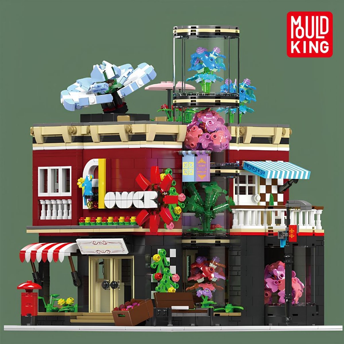 Mould King 16056 Bloemen Winkel bouwset | Botanical modulair architecture modelbouw | Classic creator STEM educatief speelgoed bouwpakket voor volwassenen | verlichtingen niet geschikt voor Lego | Bouwdoos met 2291 bouwstenen — afbeelding 2