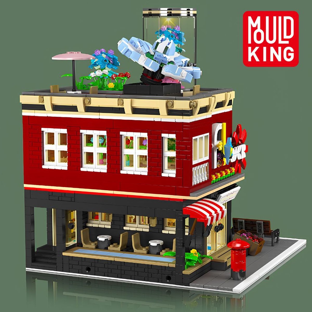Mould King 16056 Bloemen Winkel bouwset | Botanical modulair architecture modelbouw | Classic creator STEM educatief speelgoed bouwpakket voor volwassenen | verlichtingen niet geschikt voor Lego | Bouwdoos met 2291 bouwstenen — afbeelding 7