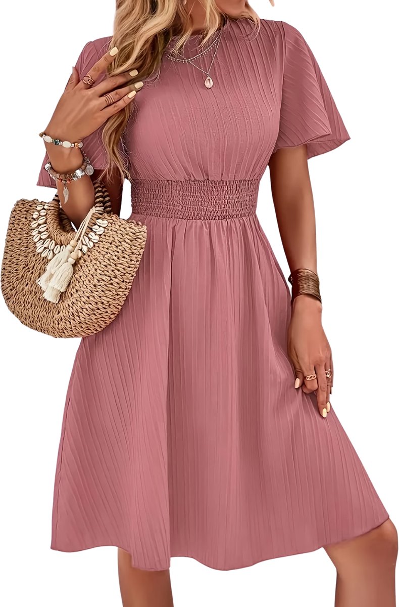 Currero Zomerjurk Dames Zomerjurken Volwassenen Vrouwen Midi Jurk Ibiza Stijl Sundress Dress Lotuskleur L Lotus-kleur