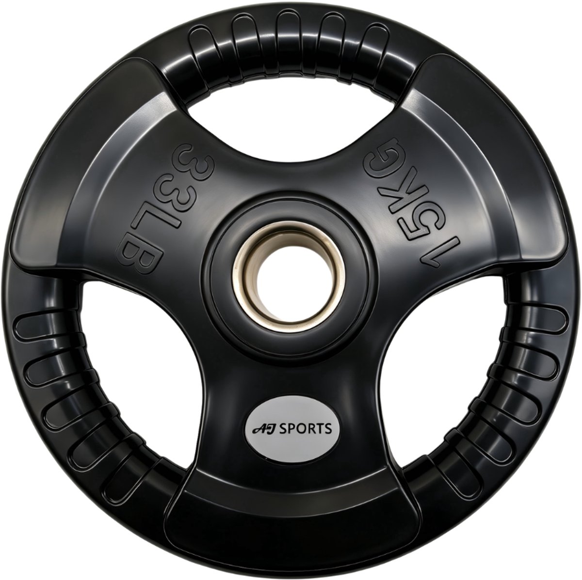 AJ-Sports Olympische Halterschijf 15kg - 1 stuk - Rubber - Handgrepen - 50 mm - Ø 50 mm - Zwart - Sport Gewichten voor Thuis - Geschikt voor Fitness, CrossFit & Functional Training