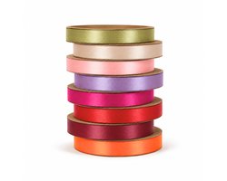 Satijnlint Set - "Floral Sunset" - 8 Kleuren - 10mm x 50 Meter - Double faced - Cadeaulint - Ribbon - Sierlint – Lintje - Inpaklint