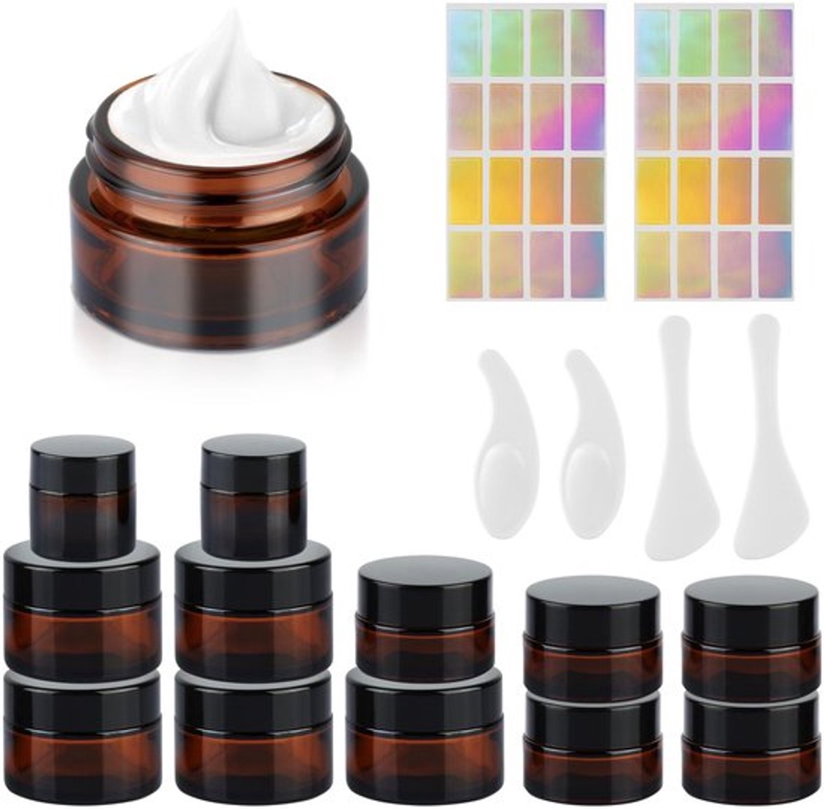Lege cosmetische flessen amber glas - inclusief