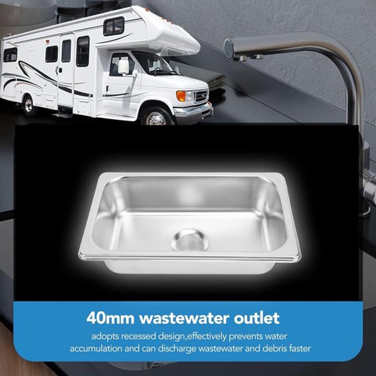 Vierkante RV spoelbak onderbouw 304 RVS - Dailygoody