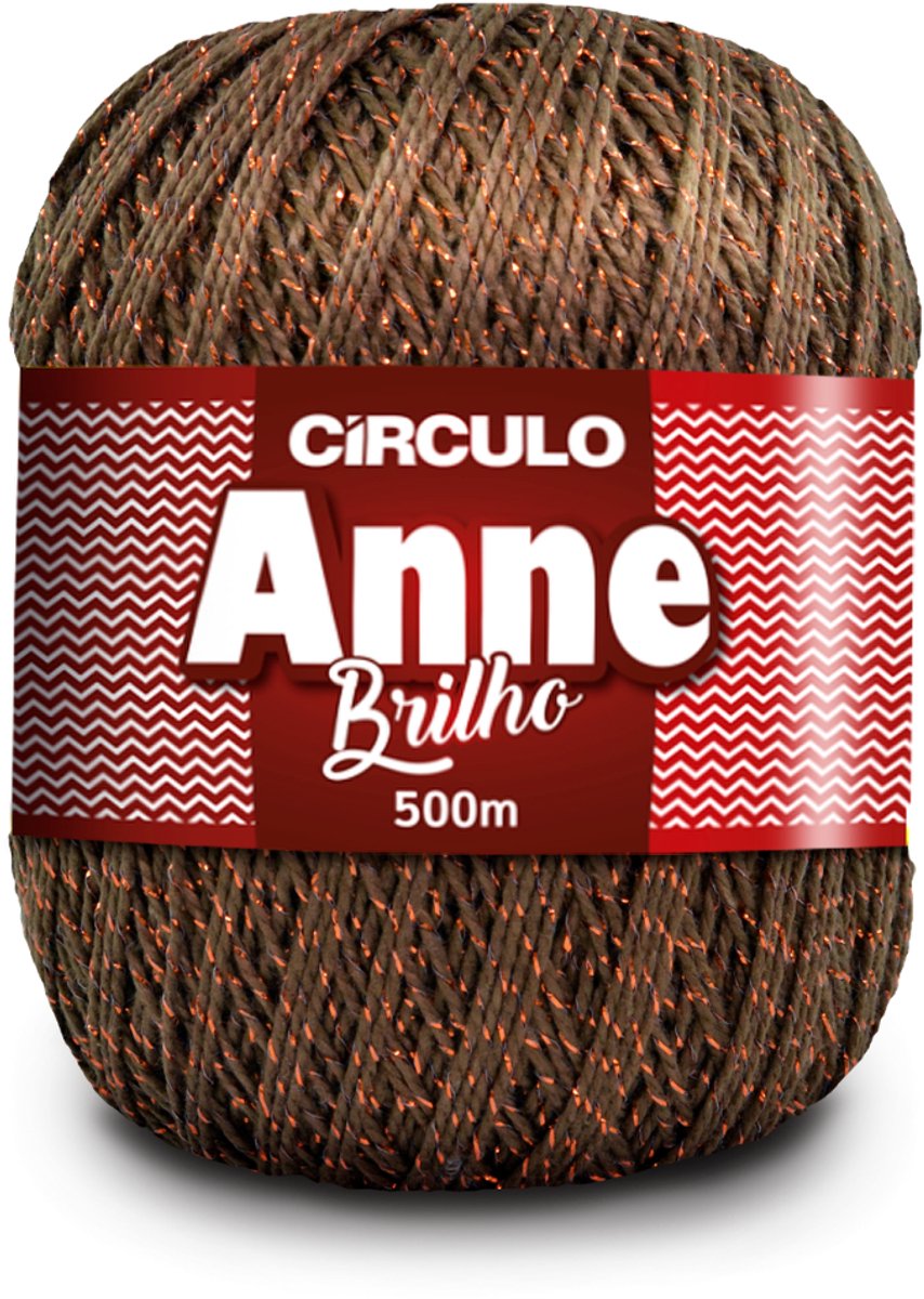Círculo Anne Brilho - Haakgaren - Gemerceriseerd katoen met metallic vezel - 151 g - 500 m - Chocoladebruin