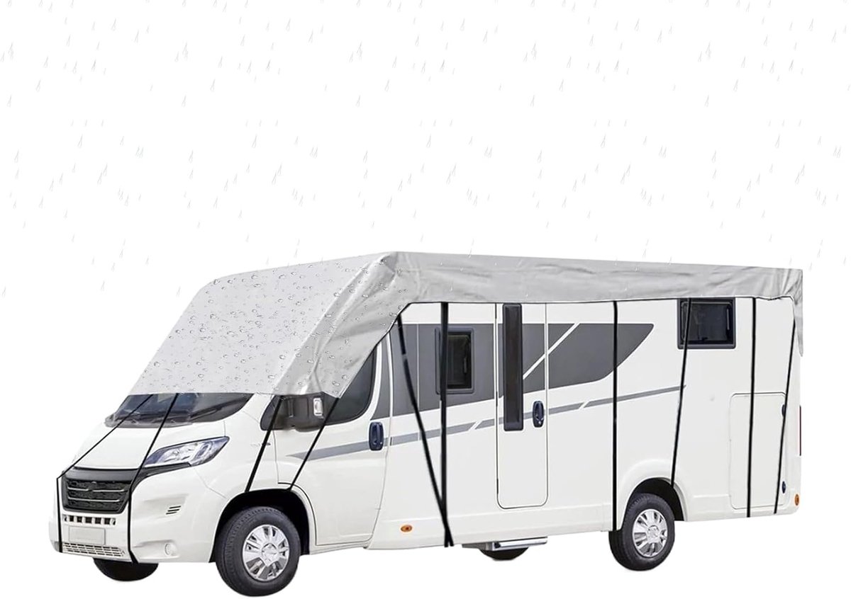Voertuig dakhoes - Camperhoes Zonnescherm - Reizen en opslag - Waterdicht UV-bestendig - 750 x 300 cm - Lichtgrijs