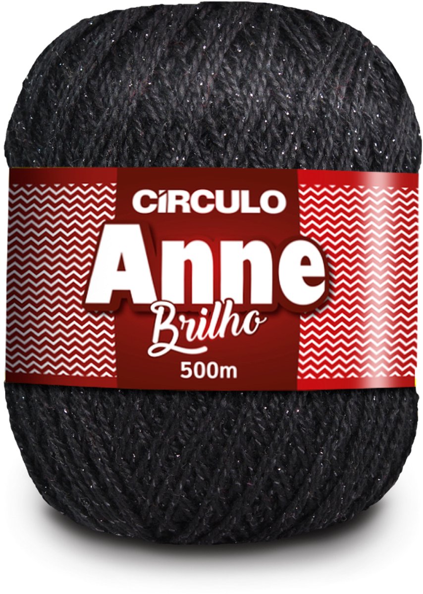 Círculo Anne Brilho - Haakgaren - Gemerceriseerd katoen met metallic vezel - 151 g - 500 m - Nachtzwart