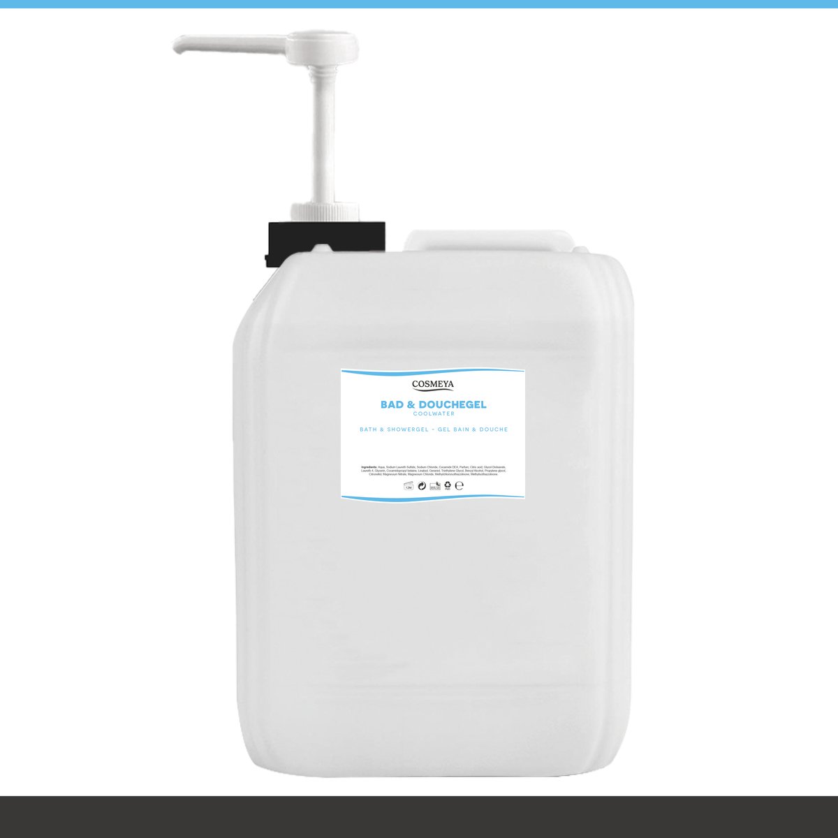 Bad & Douchegel - Coolwater - Blauw/Transparant - 5 Liter - Met Pomp - Jerrycan - Navulling - Navullen - Mannen - Heren - Dames - Vrouw - Shower gel - Showergel - Douche gel - Shampoo - Voordeelverpakking - Body wash - Gel douche -Douchgel