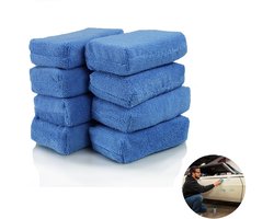 8 stuks - Microvezel sponsblok - Reinigingsspons - Ultrazachte schuimkern - Geschikt voor het aanbrengen van impregneermiddelen, bandenverzorging, interieur- en exterieurreiniging en onderhoud van auto's en motoren (blauw)