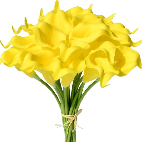 Kunstbloemen Calla Lelies - Zijden Bloemen - Woondecoratie - Realistische Uitstraling - 20 Stuks - Geel