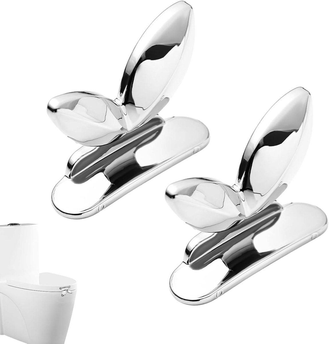 Toiletbril Lifter - Hygiëne Handvat - Voorkom Aanraken - Zelfklevende Montage - 2 Stuks - Zilver