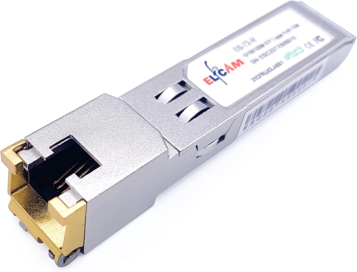 SFP+ Transceiver Module - RJ45 Koper Module - Netwerk Verbinding - 10Gbps Snelheid - 30m Bereik - Zilver