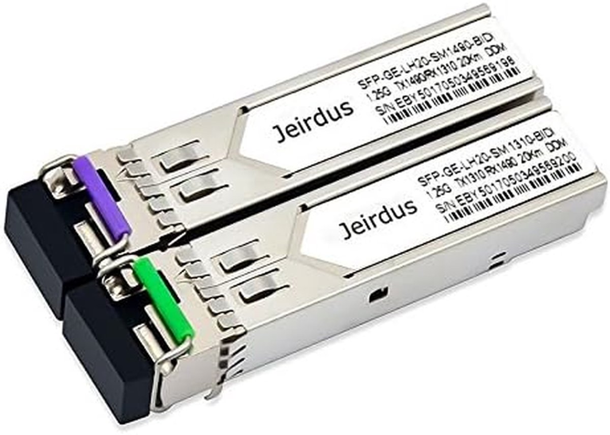 SFP Module BIDI - Netwerk Zendontvanger - Dataoverdracht Uitbreiden - 20KM Bereik Simplex - 1.25G - Zwart