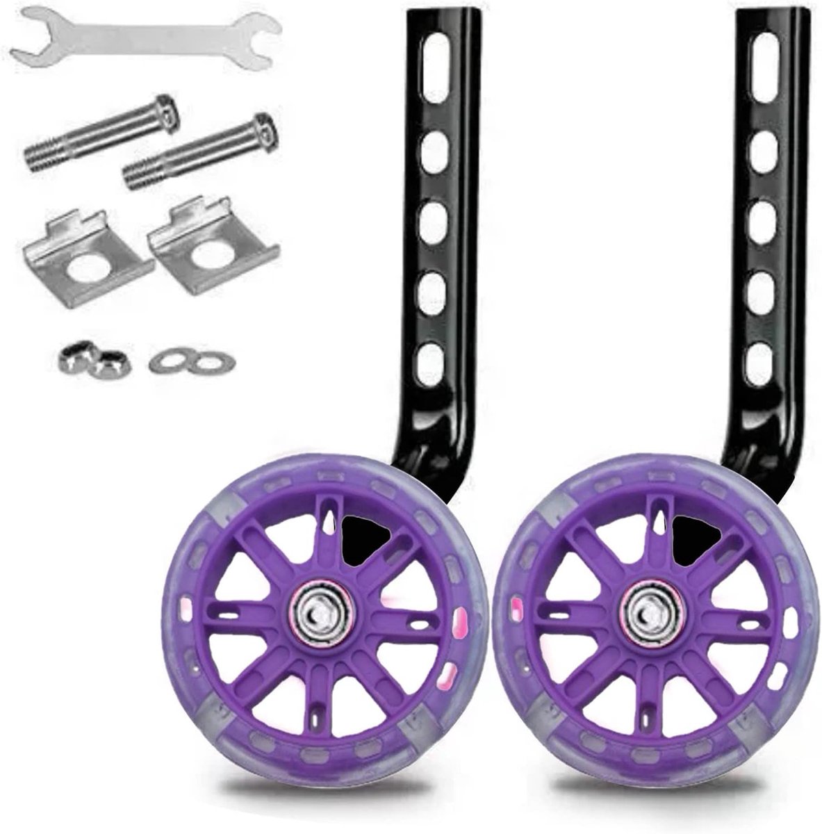Fiets Stabilisator Wielen - Hulpwielen Kinderfiets - Leren Fietsen - Verstelbare Hulpfunctie - 12-20 Inch - Paars