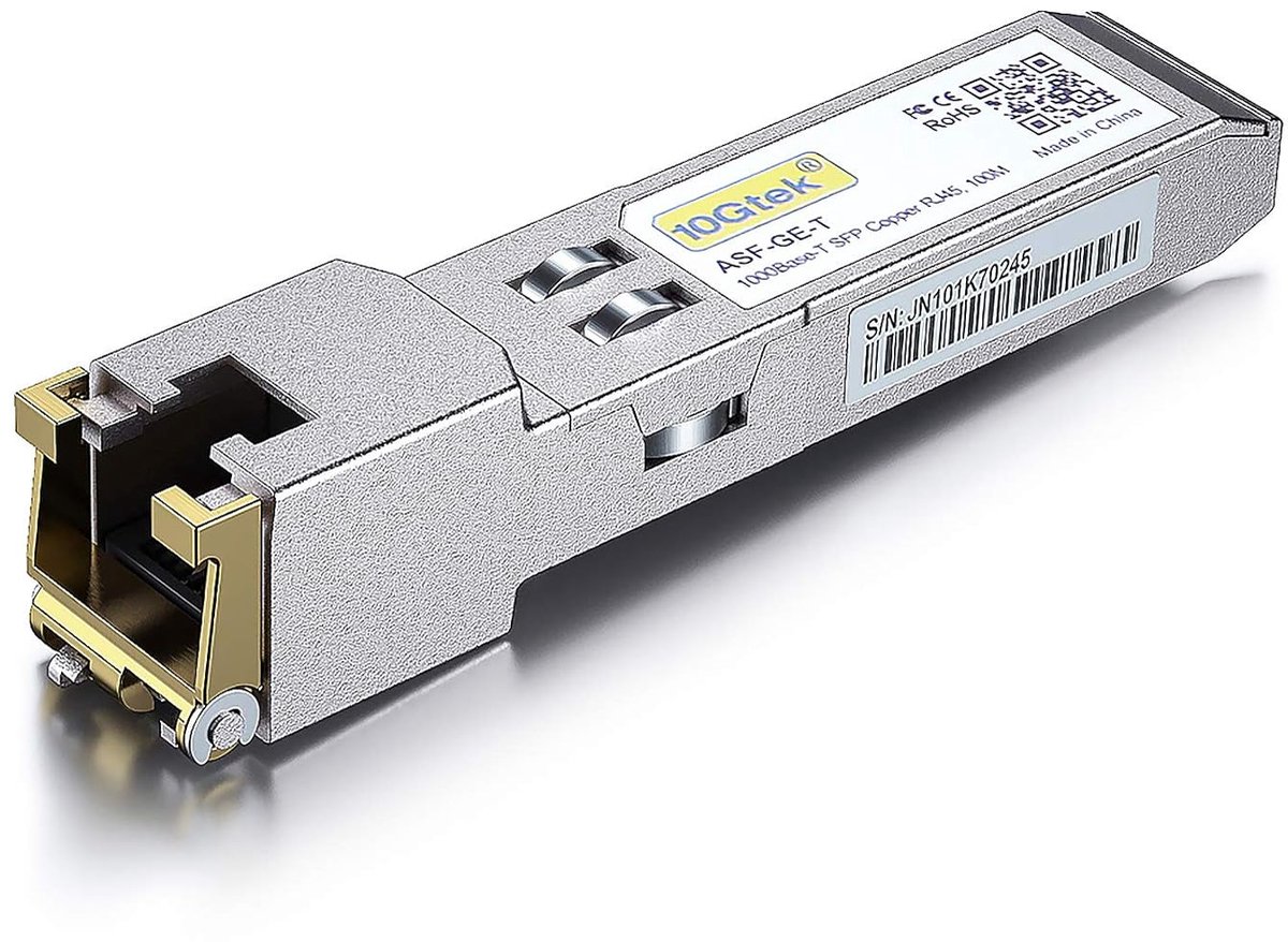 Netwerk Transceiver - SFP Module - Netwerk Uitbreiding - Koper RJ45 Connectie - 100 Meter Bereik - Zilver