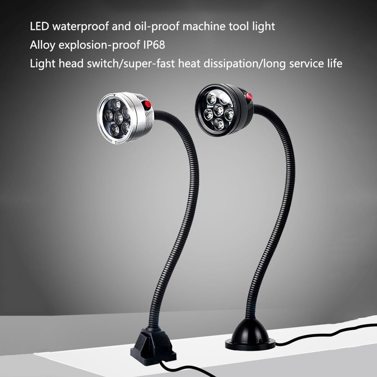 Zwanenhals Werkplaatslamp - Slanglamp LED - Werkplaats Verlichting - Explosieveilig Waterdicht - 12W - Zwart