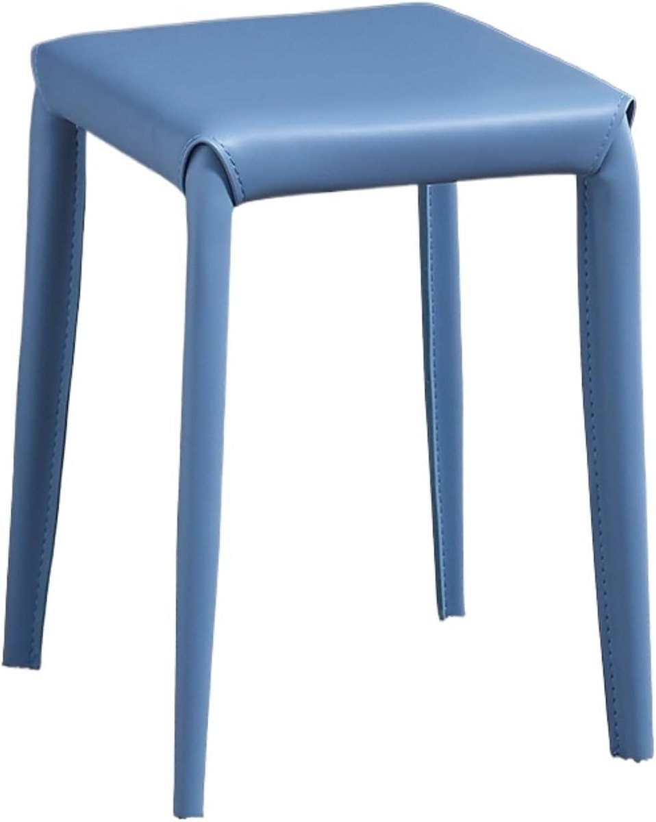 Voetenbankje Zadelkruk - Minimalistisch Meubel - Extra Zitplaats - Stapelbaar Ontwerp - 34x34x45cm - Blauw