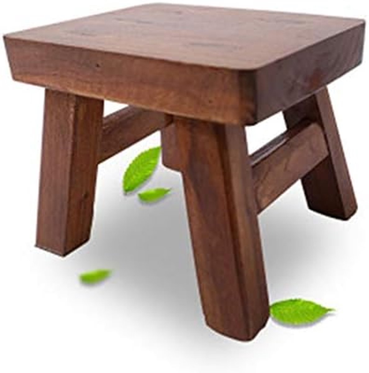 Houten Krukje - Klein Meubel - Schoenen Wisselen - Massief Beukenhout - 20x15x15 cm - Donkere Koffie