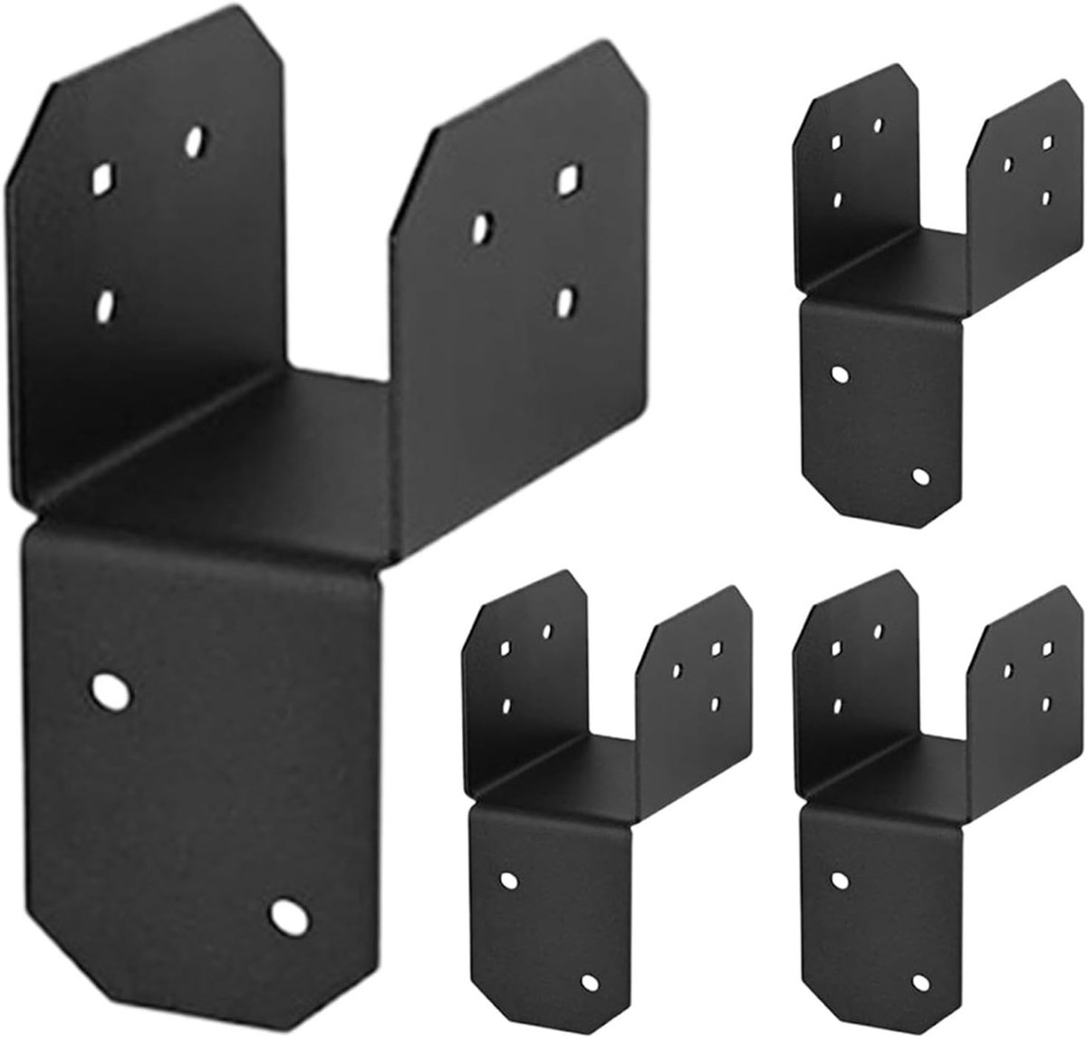 Houten paalhouders - Balkverbinders - Terras bouwen - Roestbestendig metaal - 4 stuks - Grijs