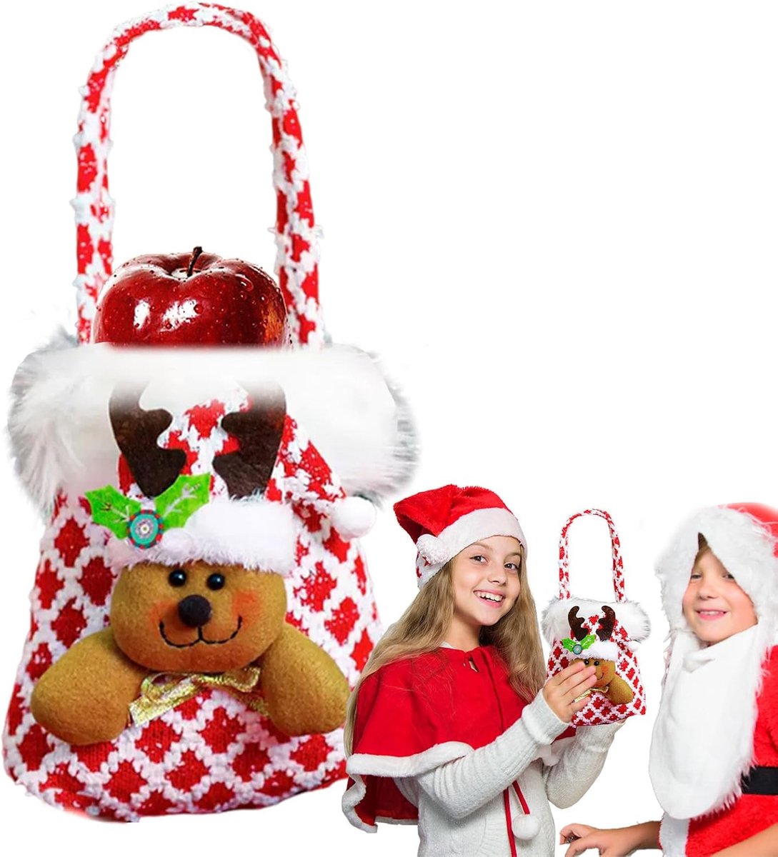 Kerst Snoepzak - Cadeautasje Feest - Traktaties Delen - Feestelijk Ontwerp - 35x17 cm - Multicolor