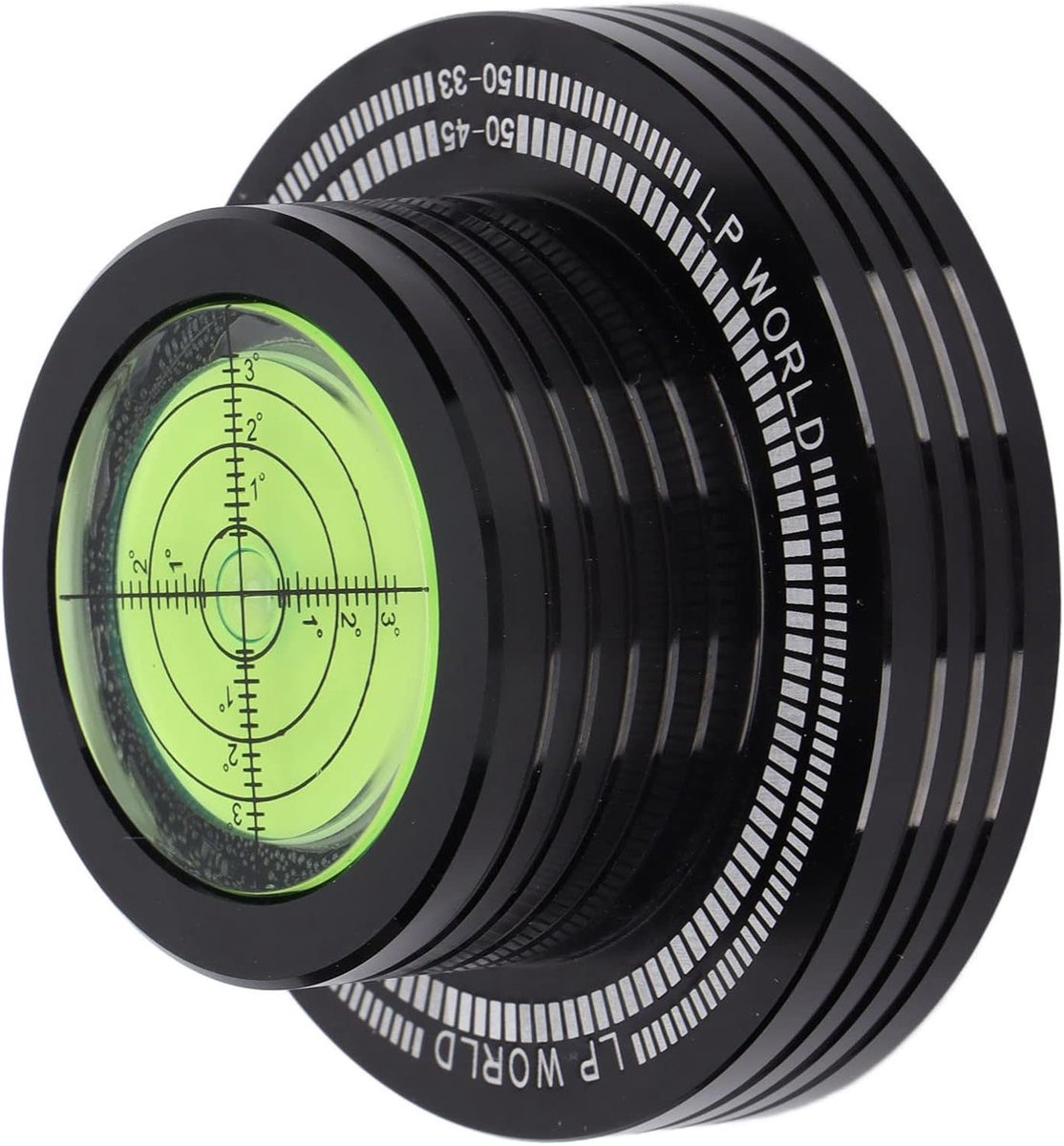 Platenspeler Stabilisator - Record Gewicht - Stabiel Afspelen - Ingebouwde Waterpas - 77 mm Diameter - Zwart