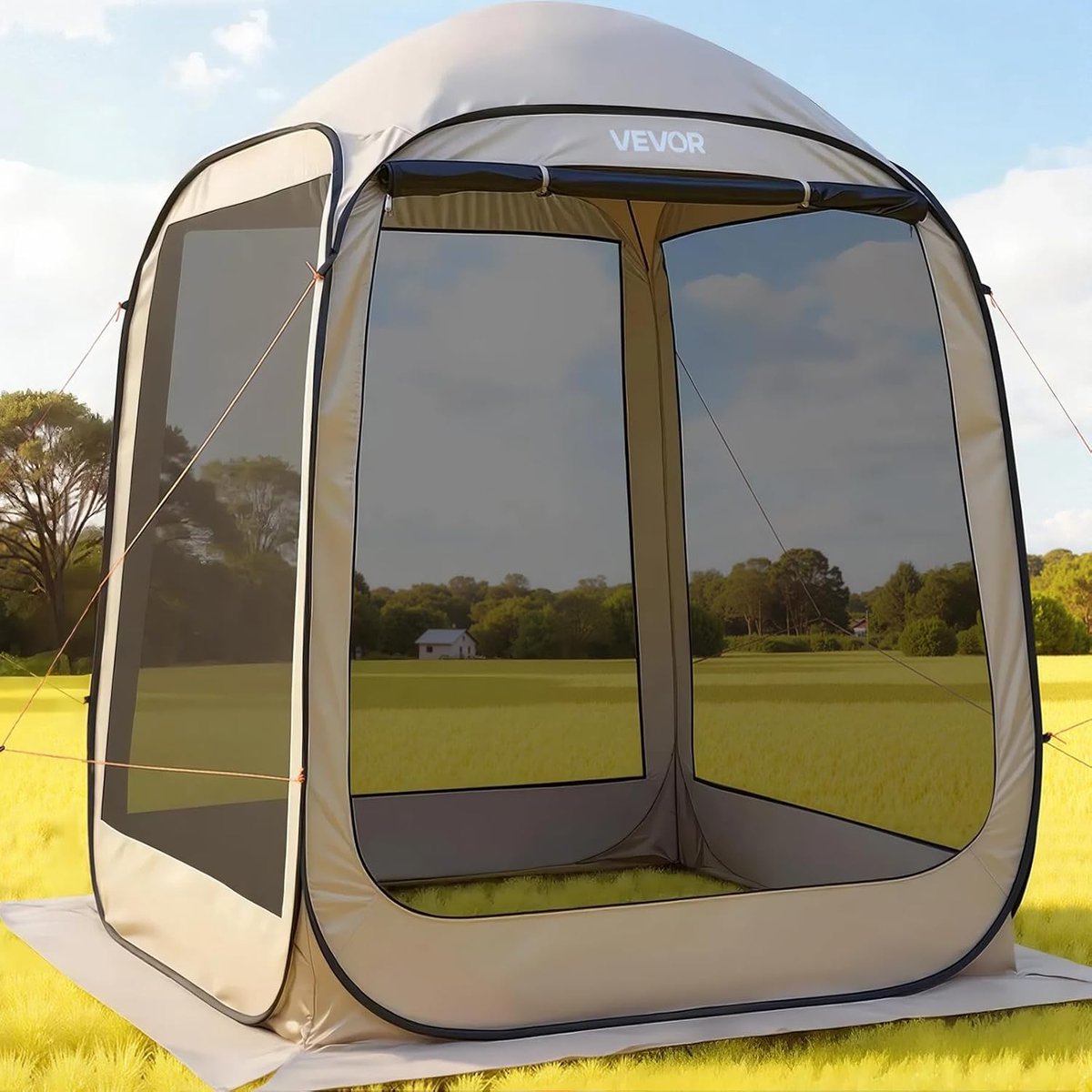 Campingtent Pop-up - Partytent Outdoor - Buiten Ontspannen - Snelle Montage - 6 Personen - Beige