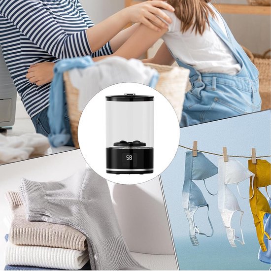 Kleine Wasmachine - Draagbare Wasmachine - Reizen Kamperen - Draadloos Ontwerp - 798 gram - Zwart — afbeelding 4