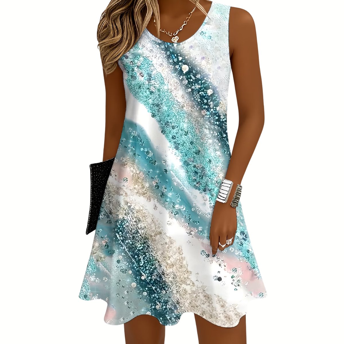 Currero Zomerjurk Dames Zomerjurken Volwassenen Vrouwen Midi Jurk Ibiza Stijl Sundress Dress 2 Veelkleurig