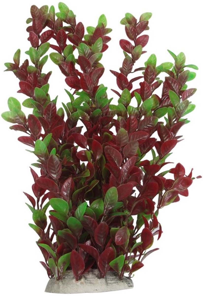 Store_9 - Plastic aquariumplant - Groene en rode bladeren - 40 cm - Decoratie voor