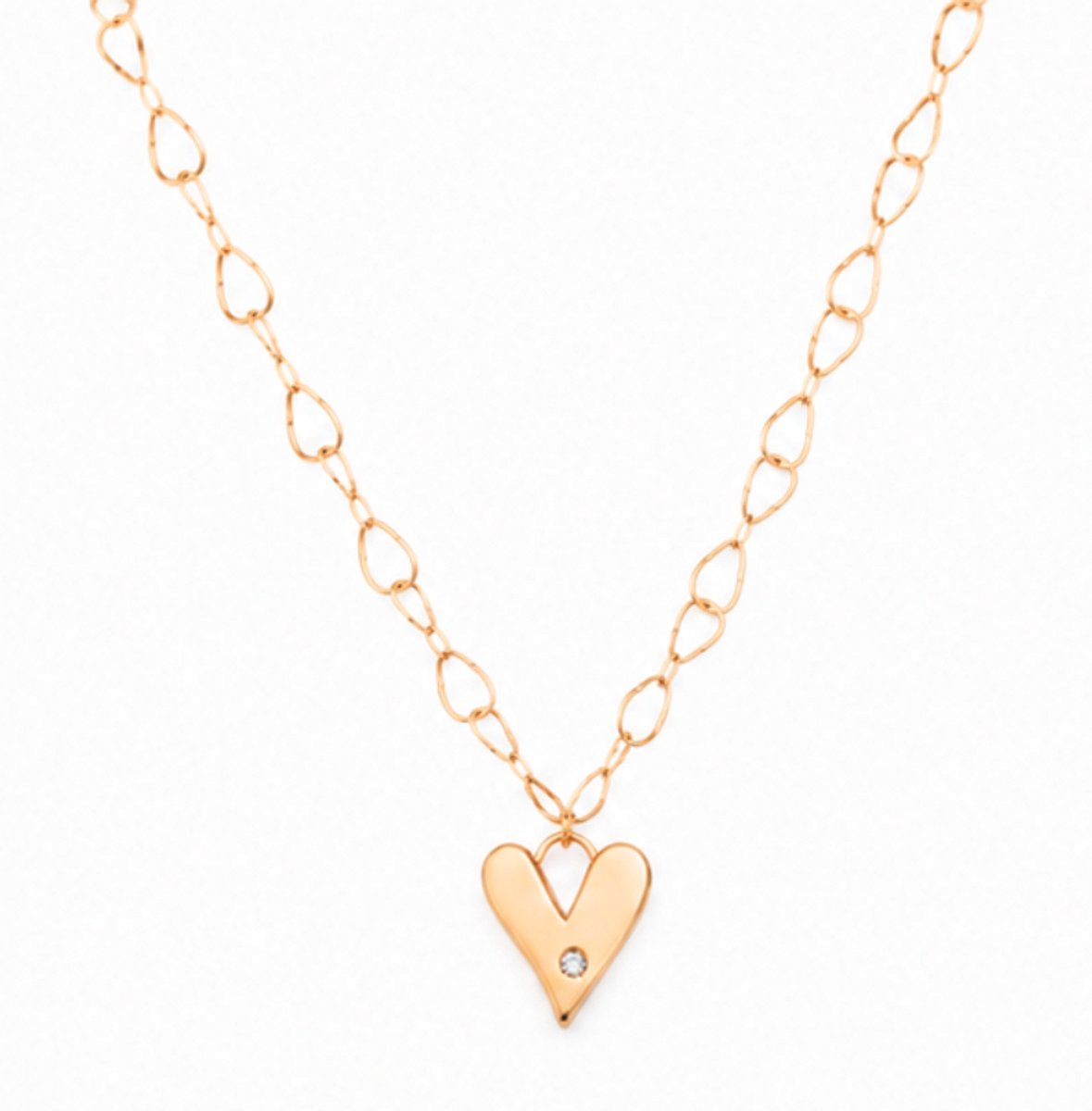 Rivello – Ketting Dames Goud Hartje Zirkonia – Verguld Roestvrij Staal – Nikkelvrij – Cadeau Voor Haar