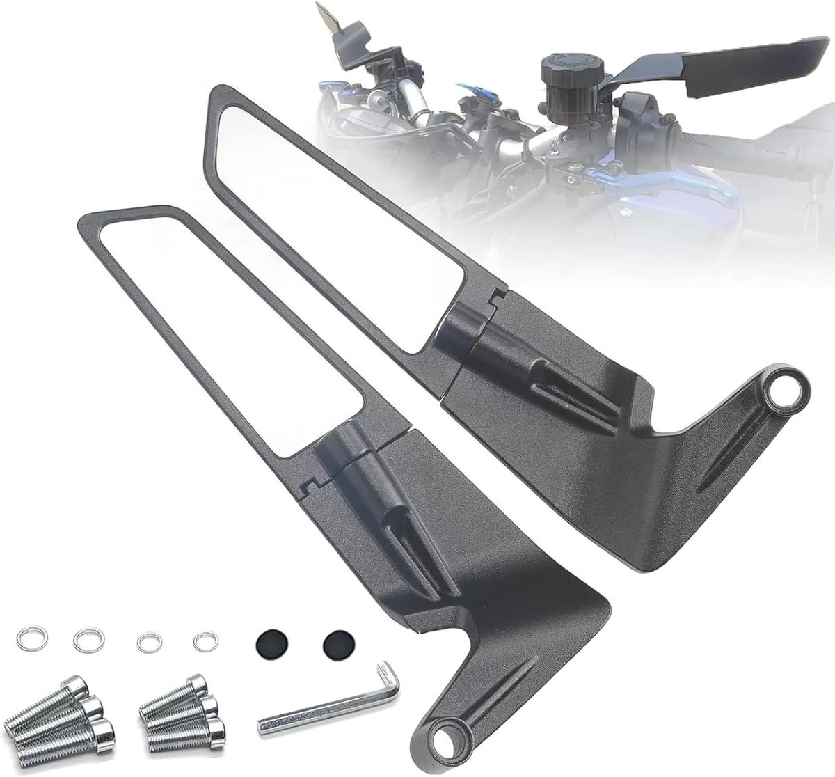 Motorfiets spiegels, set van 1 paar met schroevendraaier, 22 x 8.5 cm, draaibare spiegels voor scooters en bromfietsen, ideaal voor vervanging en verbeterde zichtbaarheid
