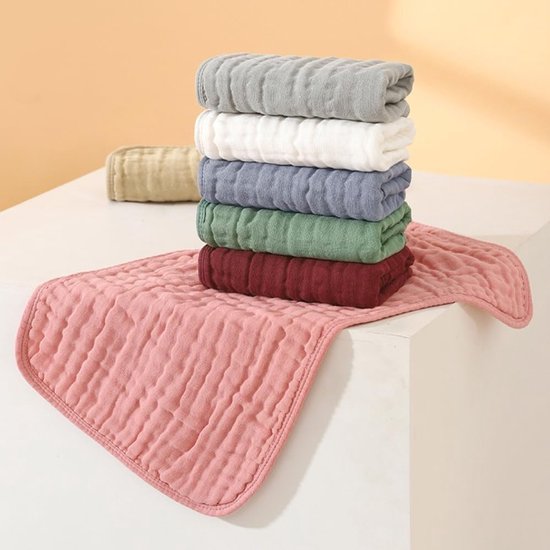 Handdoeken - Handdoeken - washandjes - Babyhanddoek -Slabbetje -Katoen Mousseline handdoek -Katoen - Superzacht en absorberend - 24 x 45 cm (roze) - Verpakking 6 stuks — afbeelding 5