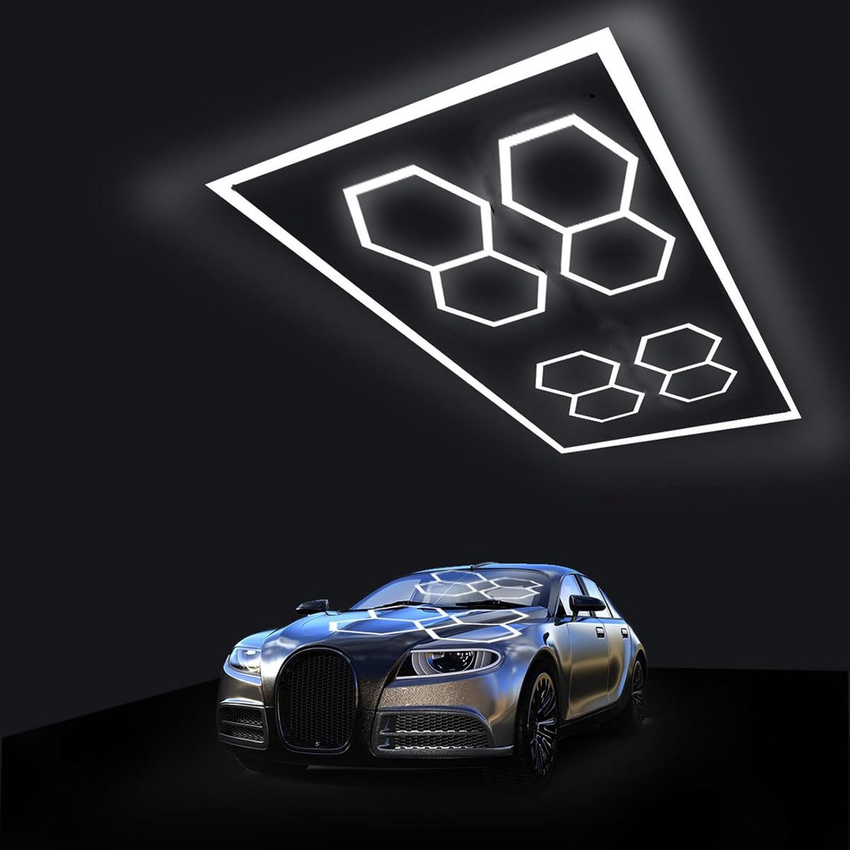 Honingraat LED Lamp - Garage Verlichting Netwerk - Werkplaats Verlichten - IP64 Waterdicht - 4780x2410 mm - Wit