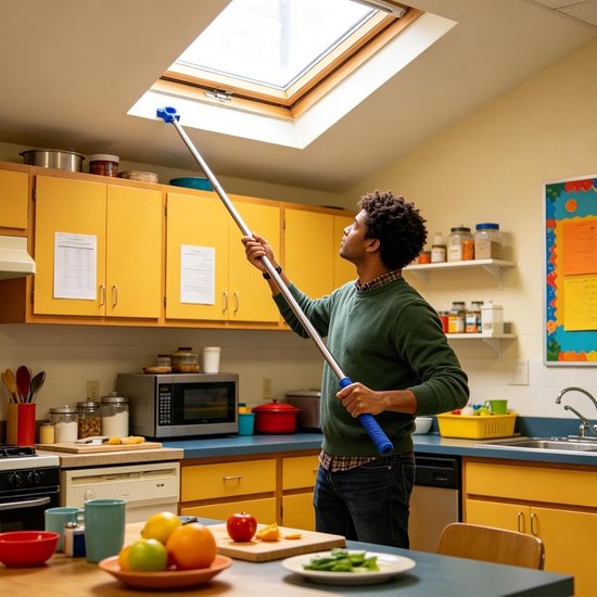 Raamopener Staaf - Telescopisch Gereedschap - Hoge Ramen Openen - Roestvrij Staal - 152 cm Lengte - Zilver — afbeelding 2