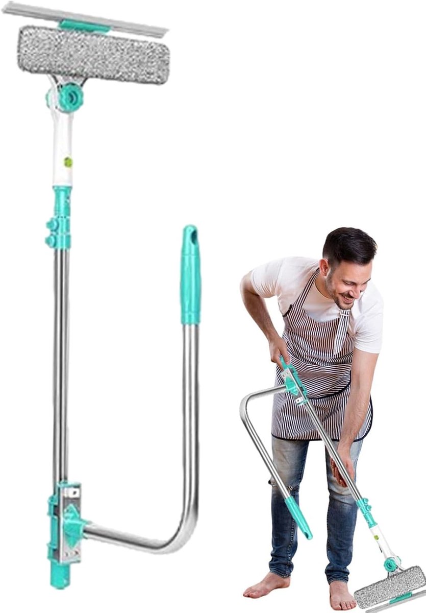 Raamtrekker - Raamwisser - Ramen Schoonmaken - Roterende Kop - 72-110 cm - Grijs