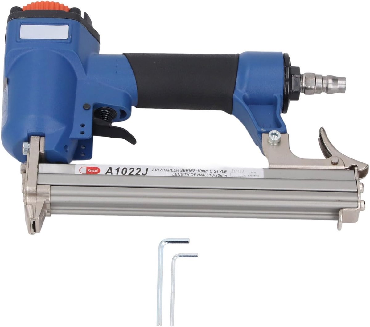 Pneumatische Nietmachine - Schietpistool Tacker - Houtbewerking Projecten - Robuuste Aluminium Constructie - 10-22mm - Blauw